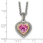 FJC Finejewelers Sterling Silver with 14kt Accent Created Pink Sapphire Necklace 18 Inches x 14 mm
