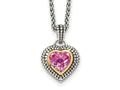 FJC Finejewelers Sterling Silver with 14kt Accent Created Pink Sapphire Necklace 18 Inches x 14 mm