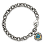 FJC Finejewelers Sterling Silver with 14kt Accent Swiss Blue Topaz Heart Bracelet 7.5 Inches