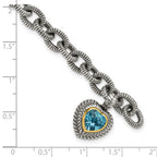 FJC Finejewelers Sterling Silver with 14kt Accent Swiss Blue Topaz Heart Bracelet 7.5 Inches