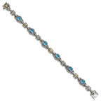 FJC Finejewelers Sterling Silver with 14kt Accent Antiqued with Swiss Blue Topaz Bracelet 7.5 Inches