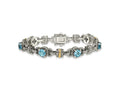 FJC Finejewelers Sterling Silver with 14kt Accent Antiqued with Swiss Blue Topaz Bracelet 7.5 Inches
