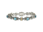 FJC Finejewelers Sterling Silver with 14kt Accent Antiqued with Swiss Blue Topaz Bracelet 7.5 Inches