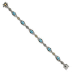 FJC Finejewelers Sterling Silver with 14kt Accent Antiqued with Swiss Blue Topaz Bracelet 7.25 Inches x 10 mm