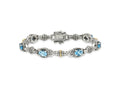 FJC Finejewelers Sterling Silver with 14kt Accent Antiqued with Swiss Blue Topaz Bracelet 7.25 Inches x 10 mm