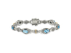 FJC Finejewelers Sterling Silver with 14kt Accent Antiqued with Swiss Blue Topaz Bracelet 7.25 Inches x 10 mm