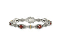 FJC Finejewelers Sterling Silver with 14kt Accent Antiqued with Oval Garnet Bracelet 7.25 Inches