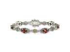 FJC Finejewelers Sterling Silver with 14kt Accent Antiqued with Oval Garnet Bracelet 7.25 Inches