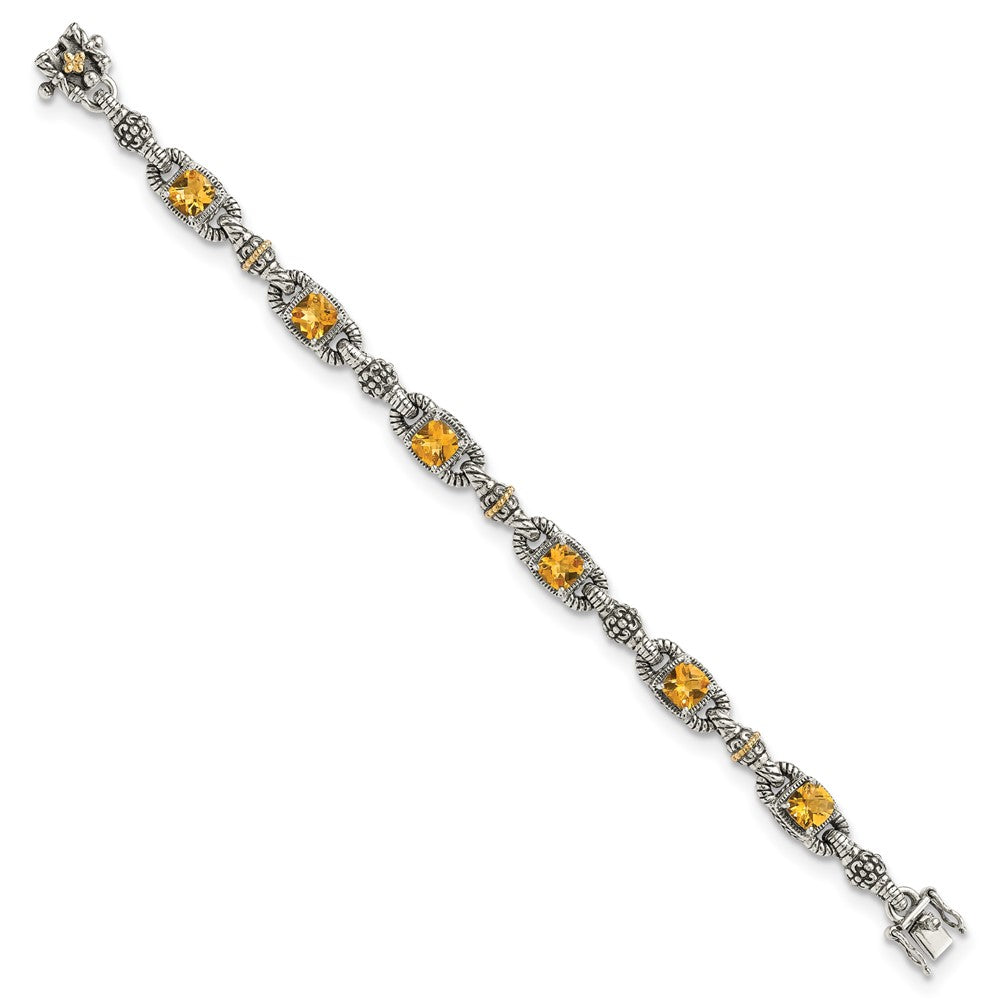 FJC Finejewelers Sterling Silver with 14kt Accent Antiqued with Citrine Bracelet 7.25 Inches
