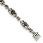 FJC Finejewelers Sterling Silver with 14kt Accent Antiqued with Smoky Quartz Bracelet 7.25 Inches