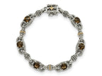 FJC Finejewelers Sterling Silver with 14kt Accent Antiqued with Smoky Quartz Bracelet 7.25 Inches