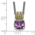 FJC Finejewelers Sterling Silver with 14kt Accent Spiga Antiqued Amethyst and Peridot Necklace 18 Inches