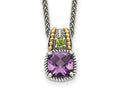 FJC Finejewelers Sterling Silver with 14kt Accent Spiga Antiqued Amethyst and Peridot Necklace 18 Inches