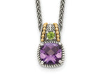 FJC Finejewelers Sterling Silver with 14kt Accent Spiga Antiqued Amethyst and Peridot Necklace 18 Inches