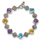 FJC Finejewelers Sterling Silver with 14kt Accent Antiqued Multi Color Bracelet 8.25 Inches x 10 mm