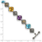 FJC Finejewelers Sterling Silver with 14kt Accent Antiqued Multi Color Bracelet 8.25 Inches x 10 mm