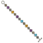 FJC Finejewelers Sterling Silver with 14kt Accent Antiqued Multi Color Bracelet 8.25 Inches x 10 mm