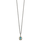 FJC Finejewelers Sterling Silver with 14kt Accent Antiqued with Swiss Blue Topaz Pendant Necklace 12 mm