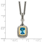 FJC Finejewelers Sterling Silver with 14kt Accent Antiqued with Swiss Blue Topaz Pendant Necklace 12 mm