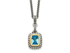 FJC Finejewelers Sterling Silver with 14kt Accent Antiqued with Swiss Blue Topaz Pendant Necklace 12 mm