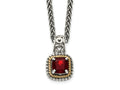 FJC Finejewelers Sterling Silver with 14kt Accent Antiqued with Garnet Pendant Necklace 8 mm