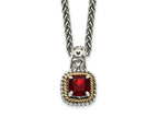 FJC Finejewelers Sterling Silver with 14kt Accent Antiqued with Garnet Pendant Necklace 8 mm