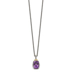 FJC Finejewelers Sterling Silver with 14kt Accent Antiqued Amethyst Pendant Necklace 18 Inches x 13 mm