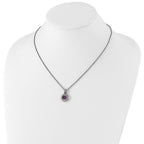 FJC Finejewelers Sterling Silver with 14kt Accent Spiga Antiqued with Amethyst Necklace 18 Inches x 16 mm