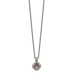 FJC Finejewelers Sterling Silver with 14kt Accent Spiga Antiqued with Amethyst Necklace 18 Inches x 16 mm