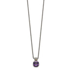 FJC Finejewelers Sterling Silver with 14kt Accent Antiqued with Amethyst Necklace 18 Inches x 12 mm