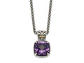 FJC Finejewelers Sterling Silver with 14kt Accent Antiqued with Amethyst Necklace 18 Inches x 12 mm