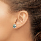 FJC Finejewelers Silver and 14k Gold Two-Tone Antiqued with 6mm Blue Topaz Earrings 12 x 12 mm