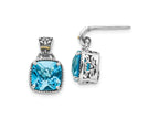 FJC Finejewelers 14k/Silver Two-Tone Dangle Antiqued with 8mm Blue Topaz Earrings 16 x 9 mm