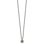 FJC Finejewelers Sterling Silver with 14kt Accent Antiqued with Blue Topaz Pendant Necklace 8 mm