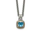 FJC Finejewelers Sterling Silver with 14kt Accent Antiqued with Blue Topaz Pendant Necklace 8 mm