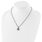 FJC Finejewelers Sterling Silver with 14kt Accent Antiqued with Peridot Pendant Necklace 15 mm