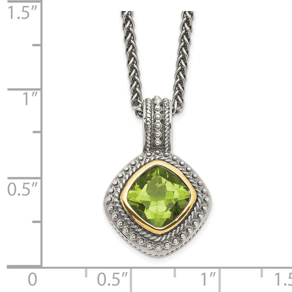 FJC Finejewelers Sterling Silver with 14kt Accent Antiqued with Peridot Pendant Necklace 15 mm
