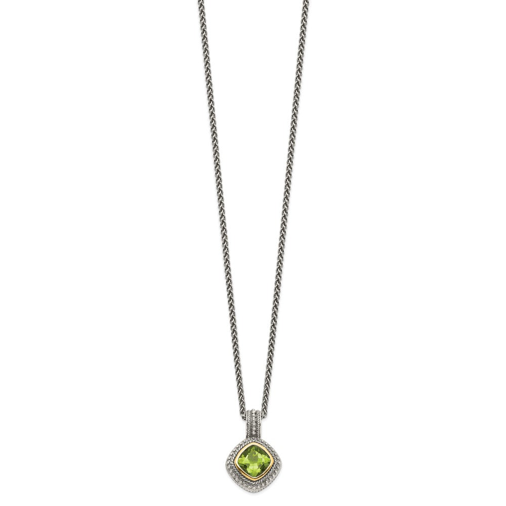 FJC Finejewelers Sterling Silver with 14kt Accent Antiqued with Peridot Pendant Necklace 15 mm