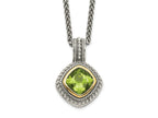 FJC Finejewelers Sterling Silver with 14kt Accent Antiqued with Peridot Pendant Necklace 15 mm