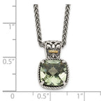 FJC Finejewelers Sterling Silver with 14kt Accent Antiqued with Green Quartz Pendant Necklace 12 mm