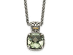 FJC Finejewelers Sterling Silver with 14kt Accent Antiqued with Green Quartz Pendant Necklace 12 mm