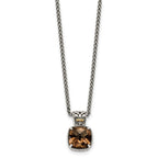 FJC Finejewelers Sterling Silver with 14kt Accent Necklace with Pendant Antiqued with Smoky Quartz 11 mm
