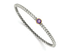 FJC Finejewelers Sterling Silver with 14kt Accent Antiqued with Amethyst Bangle Bracelet 7.5 mm