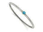FJC Finejewelers Sterling Silver with 14kt Accent Antiqued with Blue Topaz Bangle Bracelet 7.5 mm
