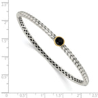 FJC Finejewelers Sterling Silver with 14kt Accent with Antiqued 6mm Onyx Bangle Bracelet 7.5 mm