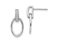 FJC Finejewelers 925 Sterling Silver  Plated White Ice .05ct. Dia. Oval Dangle Earrings 20 x 10 mm