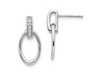 FJC Finejewelers 925 Sterling Silver  Plated White Ice .05ct. Dia. Oval Dangle Earrings 20 x 10 mm