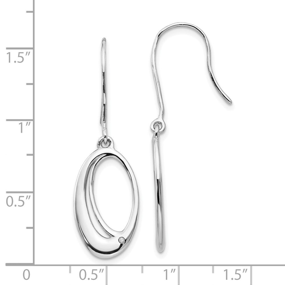 FJC Finejewelers 925 Sterling Silver  Plated White Ice .01ct Dia. Oval Dangle Earrings 39 x 13 mm