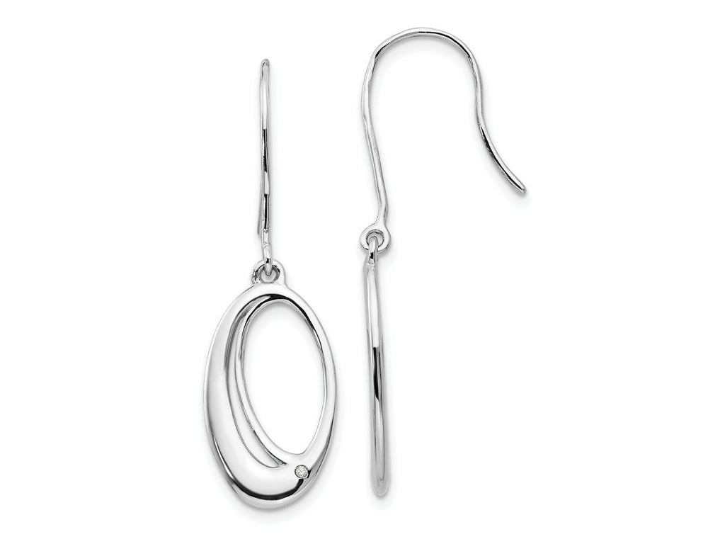 FJC Finejewelers 925 Sterling Silver  Plated White Ice .01ct Dia. Oval Dangle Earrings 39 x 13 mm
