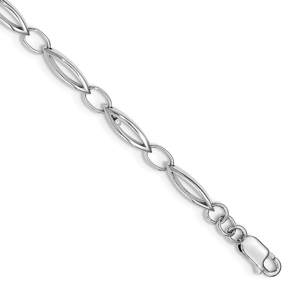 FJC Finejewelers 925 Sterling Silver Diamond  Plated White Ice .03ct Dia. with 1.25in ext Fancy Bracel 7 Inches x 14.5 m